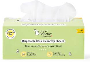 Superbottoms Disposable Easy Clean Top Sheets l Diaper Liners l Hypoallergenic l Pack of 100