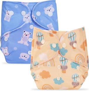 Bumpers Premium Reusable Cloth Diaper with 2 Insert Pads | 3M-3Y (Light Pink + Sea Blue)