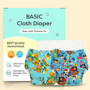 Superbottoms Pack of 2 BASIC 100% Organic Cloth Diapers with 2 Quick Dry pads | 3M-3Y