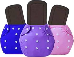 Millionminds Baby Reusable,Washable Adjustable Diaper,(Pack of 3 Cloth Diapers+3 Insert pads)