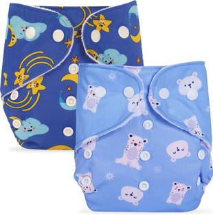Bumpers Premium Reusable Cloth Diaper with 2 Insert Pads | 3M-3Y (Royal Blue + Sea Blue)