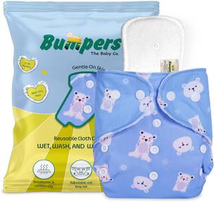 Bumpers Premium Reusable Cloth Diaper with Insert|Leak-Proof & Washable, 3M-3Y(Sea Blue)