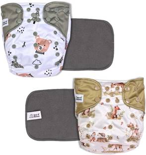 Bear & Bunny Washable Reusable Cloth Diaper,Free Size|for Kids 0-3 Yrs|2 Diaper & 2 insert