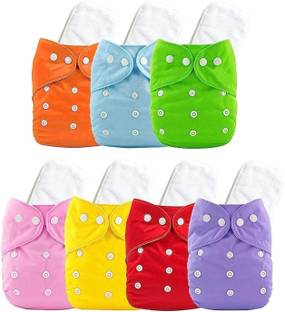 AEREX Reusable Baby Cotton 5 Cloth Diapers & 5 White Insert Pads For 0 to 3 Years