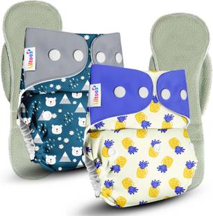 LILTOES Washable & Reusable Baby Cloth Diaper (Ice Polar,Hawaiian Pineapple)