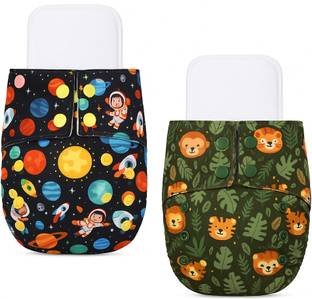 LittlePea Reusable Cloth Diapers + Insert Pad | Adjustable, Freesize (3M-3Y) | Pack of 2