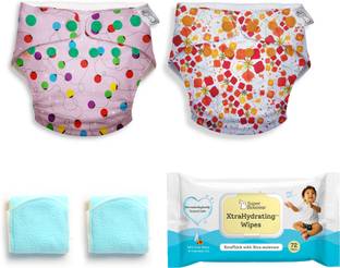 Superbottoms Cloth Diaper for babies and XtraHydrating™ Wipes-72 Pack