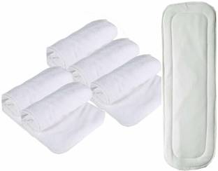 vsol Dry Feel absorber Insert diaper liner for Adjustable, washable and reusable Cloth Diapers (Compatible with pocket diapers/cover diapers) Free size. Microfiber absorber - 5 layers (Pack of 6)
