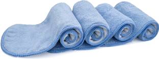 SOFTSPUN Microfiber (4 LAYER) Baby Diaper Inserts (SET OF 4) for Cloth Diaper, Pocket Cloth Diaper (28x10cm)(AGE 0-3 Months)(SMALL) (SKY BLUE)