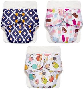 Superbottoms BASIC Assorted Pack of 3 Diapers with 3 Dry feel Inserts