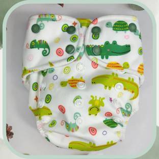 Earthy Lanes Reusable Waterproof Cloth Diaper with Snap Insert And Liner (3-36 month)(Croc)
