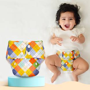 Superbottoms Basic Certified Soft Fleece Lined Pocket Cloth Diaper with 1 Wet-Free Insert (FreeSize Reusable Adjustable Cloth Diaper,Fits from 5-17 kg, Geometric)