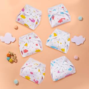 Superbottoms BASIC Langot Pack of 6 100% Pure Cotton Double Layered Extra Soft & Breathable