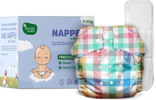 Mother Sparsh NAPPERS Cheeky Checkers Cloth Diaper + 1 Hybrid Soaker Pad (Freesize)