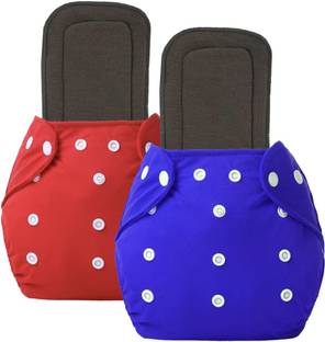 Profecto Washable Reusable 2 Cotton Cloth Diaper And 2 Wet Free Insert Pads