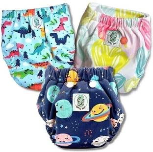 Earthy Lanes Reusable Waterproof 3 Cloth Diaper with 3 Snap Insert And Liner (3-36 month)