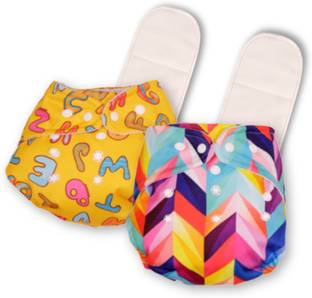 Deedry Reusable Cloth Diapers Oeko-Tex Certified with Absorbent 2 Pads Combo of 2
