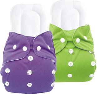 GOODVIBES Baby's Washable Reusable Adjustable 2 Cloth Diapers with 2 White Inserts