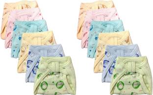 Justlist Reusable washable Cotton Cloth Printed Diaper / Langot / Nappy for new born baby (0-3 Months Pack of 12