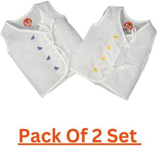 dear champ 2 Piece Cambric 100% cotton Embroidered White Jhabla Combo ( 0-3 Month )
