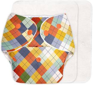 Superbottoms BASIC Reusable Cloth Diaper for babies 0-3Y with 2 Dry Feel Pad Peach Geometric Print