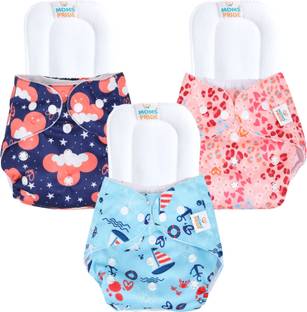 MOM'S PRIDE Reusable Exclusive Cloth Diapers With Microfiber Inserts Pack of 3