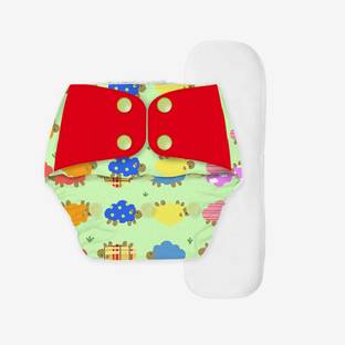 SNUGKINS Regular Diaper- Freesize Reusable, Waterproof & Washable Cloth Diapers for day time use. Contains 1 Pocket Diaper and 1 Wet-Free Microfiber Terry Soaker (Fits babies 5-17kgs) US Certified Product - Dreamy Sheep