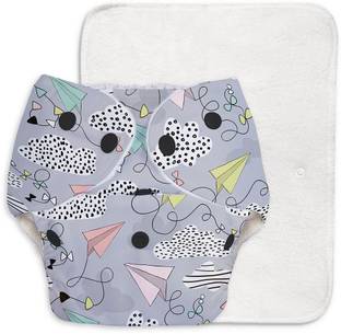 Superbottoms Basic Certified Soft Fleece Lined Pocket Cloth Diaper with 1 Wet-Free Insert (FreeSize Reusable & Adjustable Cloth Diaper,Fits from 5-17 kg, Airplane)