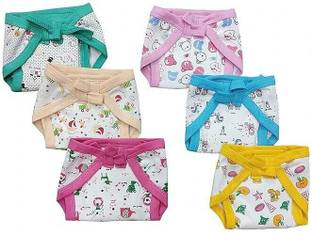 Justlist Fine Quality Towel fabric, Super Soft and Skin Friendly-Reusable Diaper Nappies, Langot for new born Babies - (0-3 Months) - Pack of 6