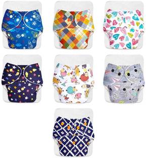 Superbottoms Pack of 7 BASIC Reusable Cloth Diapers for Babies | Adjustable & Washable |3M-3Y