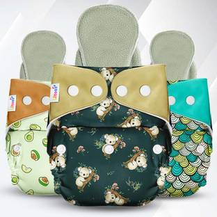 LILTOES Washable & Reusable Baby Cloth Diaper (Dozing Koala,Maze Green,Avo Baby)