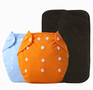 Alya Pack of 3 Premium Quality Baby Reusable Cloth Diapers All in One Adjustable Pocket Style Nappies Washable Durable With 2 Wet-Free White Multi-Layer Microfiber Insert Pads Combo (0-24 Months,3-16KG, S-M-L Sizes)(PU,PU,PU)