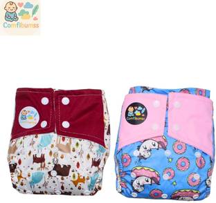Comfibumss Combo of 2 Reusable Cloth Diaper with 4-Layer Absorbent Insert-ab