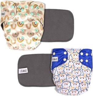 Bear & Bunny Washable Reusable Cloth Diaper,Free Size|for Kids 0-3 Yrs|2 Diaper & 2 insert