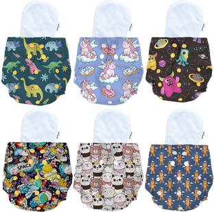 BUMTUM Baby Ultrahygiene Multi Desgin Extra Soft Washable Cloth Diaper Combo Pack of6