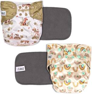 Bear & Bunny Washable Reusable Cloth Diaper,Free Size|for Kids 0-3 Yrs|2 Diaper & 2 insert