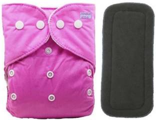 Jingle Kids Pack of 1 Reusable & Adjustable All in One Adjustable Sizes Pocket Style Baby Cloth Diapers Nappies with1 Bamboo Charcoal Inserts(Multi-Layers ) Wetfree For New Borns/Infants| Age 0-24 Months(SMALL-MEDIUM-LARGE)(3-16KGS,PINK)