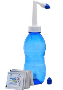 purvish Neti Pot 500 ml Sinus Rinse Bottle and Neti Salt 10 piece of 3 gram Nose Cleaner Manual Nasal Aspirator
