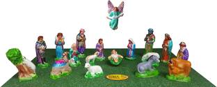 MDT India Christmas Nativity Crib Set for Xmas Decoration Separate Pieces 16 cm Pack of 18