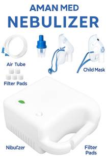 Aman Med Piston Compressor Nebulizer with MouthPiece Child & Adult Mask Nebulizer NB01 Nebulizer