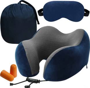 Greeli Premium Memory Foam Travel Neck Pillow Lightweight Combo of Carry Bag, Ear Plug, Neck Pillow & Eye Shade
