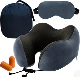 Greeli Premium Memory Foam Travel Neck Pillow Lightweight Combo of Carry Bag, Ear Plug, Neck Pillow & Eye Shade
