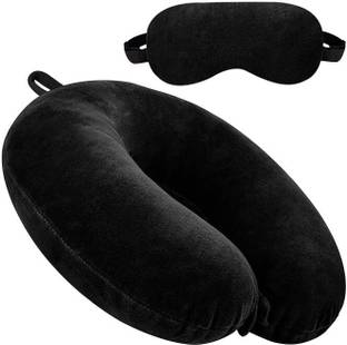 JSR U Shaped Micro Fiber Cushion Neck Rest Pillow With B Eye Mask Neck Pillow & Eye Shade