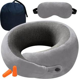 HEALTHQUE Ultrasoft Memory Foam Travel Neck Pillow Neck Pillow & Eye Shade