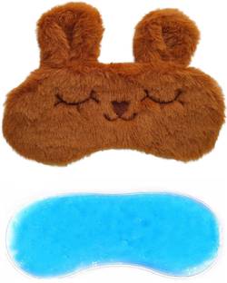 Jenna Fur Bunny Brown Gel Sleeping Eye Mask for Insomnia, Meditation, Puffy Eyes and Dark Circles Eye Shade