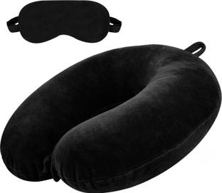 Greeli U-Shaped Micro Fibre Travelling Neck Pillow With Eye Mask, Neck Support Headrest Neck Pillow & Eye Shade