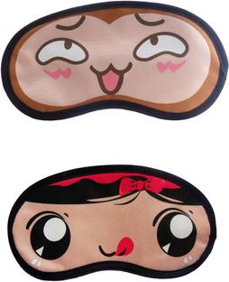 Jenna Cartoon Super Smooth Sleep Mask, Blind Fold And Travel Accessory Happy RedRibbon (Pack of 2) Eye Shade