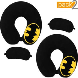 Varnar Superhero Design BM Neck Pillow and Sleeping Mask Great for Bus, Flights, Train Neck Pillow & Eye Shade