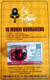 Robin Export Company 10 Mukhi Nepali Rudraksha 10 face With tab tested Certificate Beads Sterling Silver Plated Rudraksha Chain