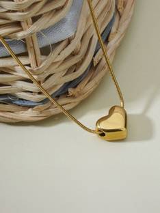 BISHTY Gold heart shaped | Anti Tarnish | Valentine's day Gift| Anniversary Gift Gold-plated Plated Stainless Steel Chain
